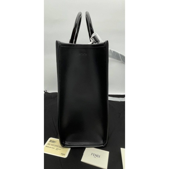❌❌SOLD!❌❌NEW Fendi Sunshine Tote Medium Black Leather Shopper Shoulder Bag Purse - Picture 7 of 11